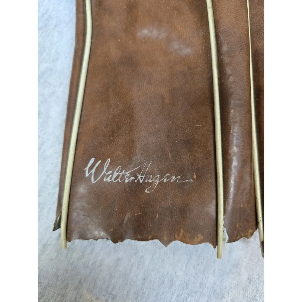 Vintage Walter Hagen Set Of 4 Leather Golf Club Head Covers Marked 3 5 & Signate